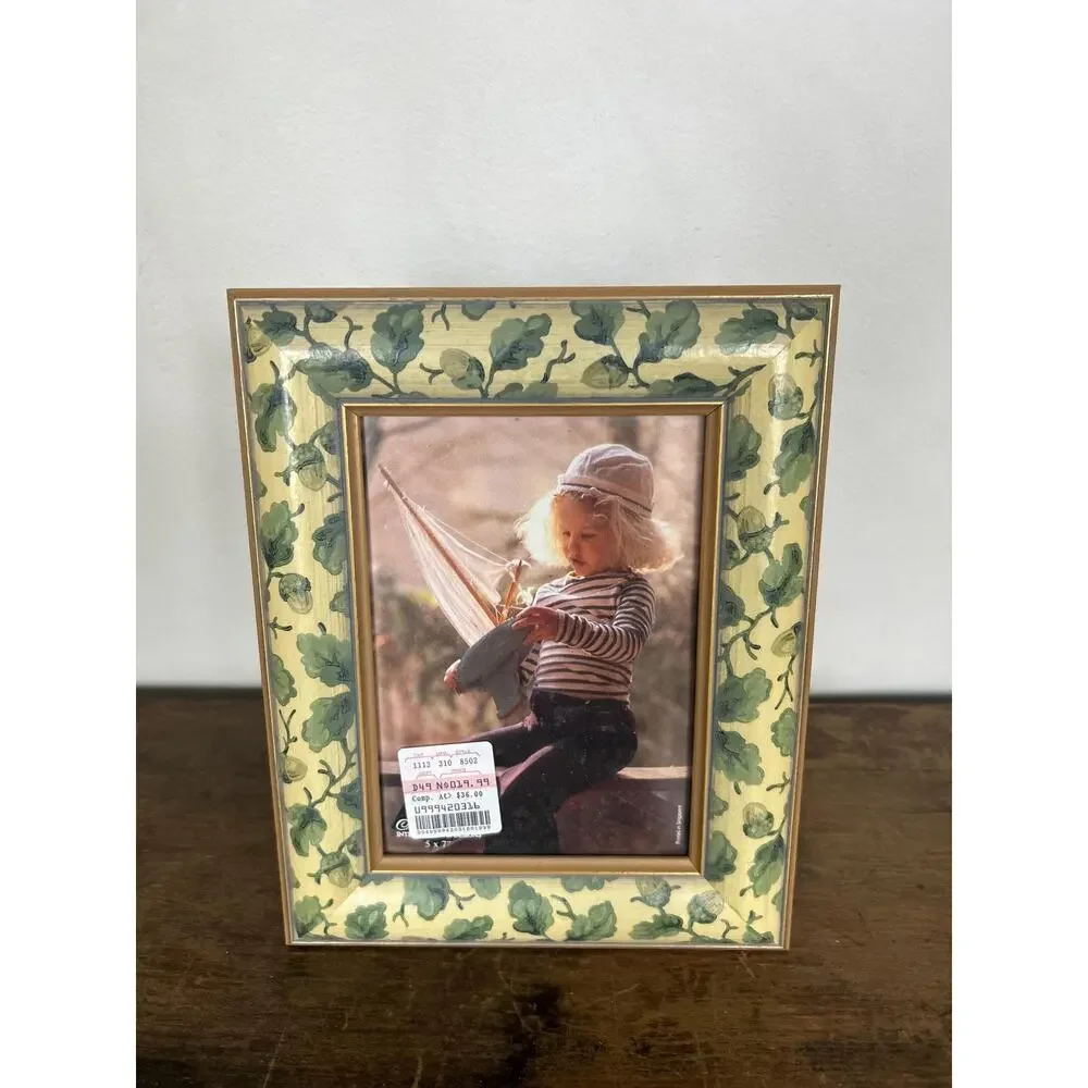 Vintage Botanical Picture Frame Set Green Yellow Vine Wall Art Gallery